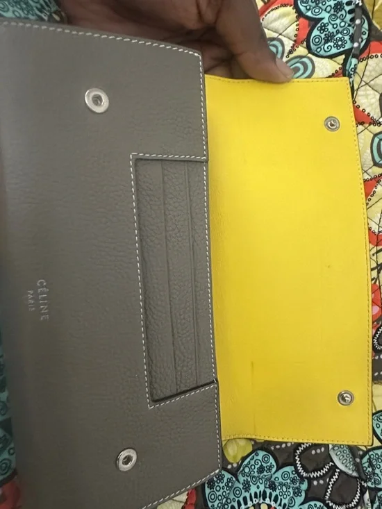 Celine Taupe Leather Long Flap Wallet - Picture 2 of 11